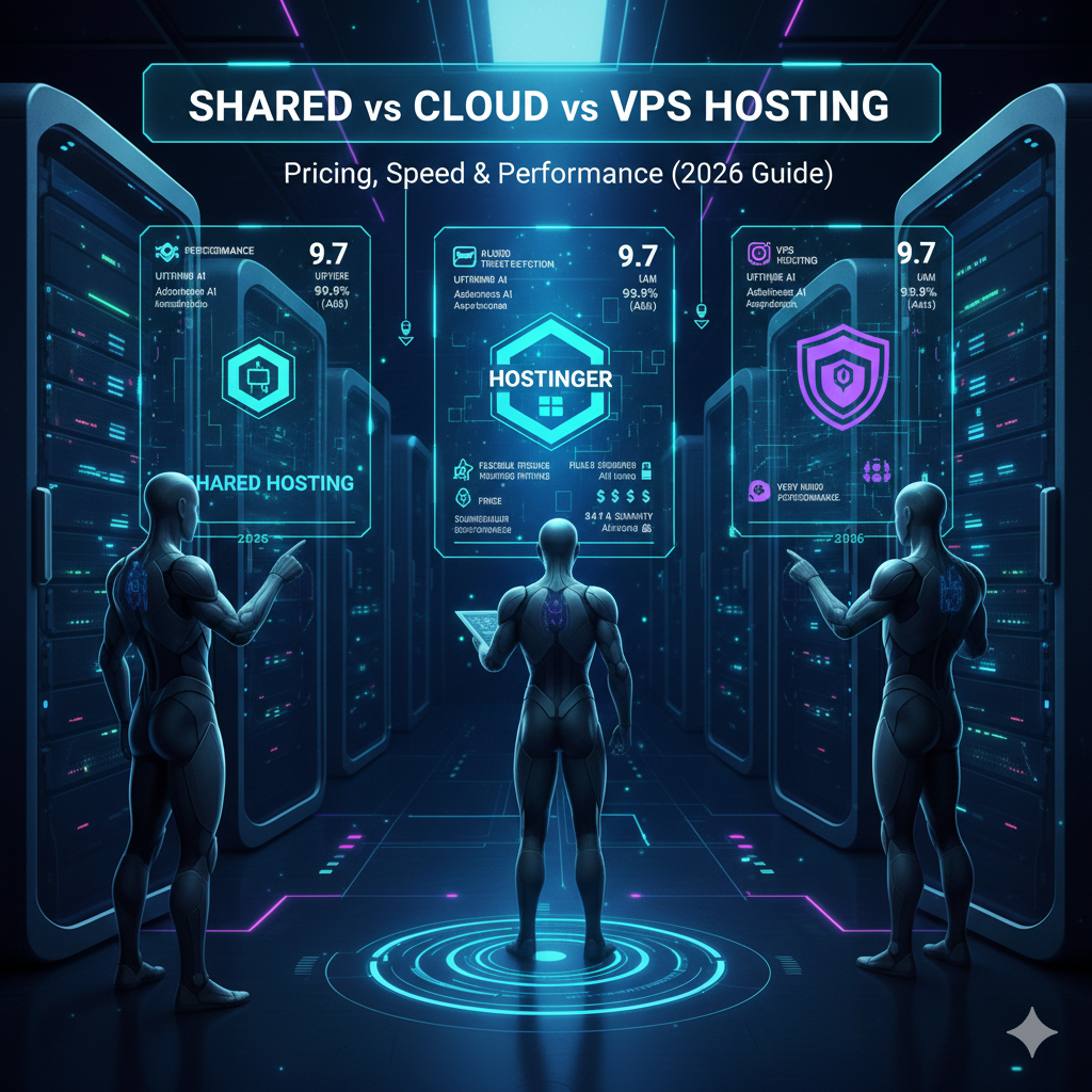 Shared vs Cloud vs VPS Hosting: Pricing, Speed & Performance (2026 Guide)
