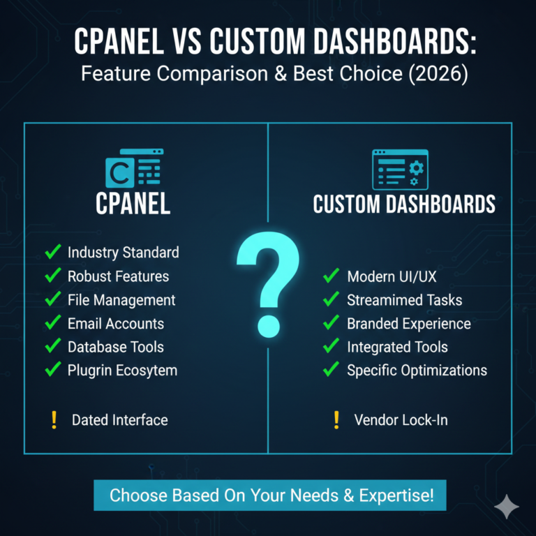 cPanel vs Custom Dashboards: Feature Comparison & Best Choice (2026)