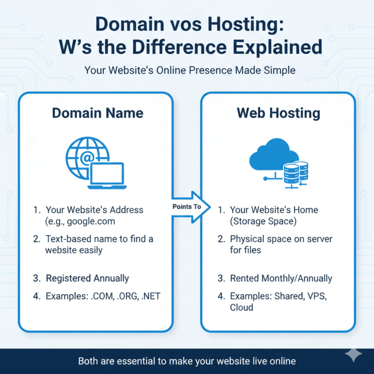 Domain vs Hosting: What’s the Difference Explained