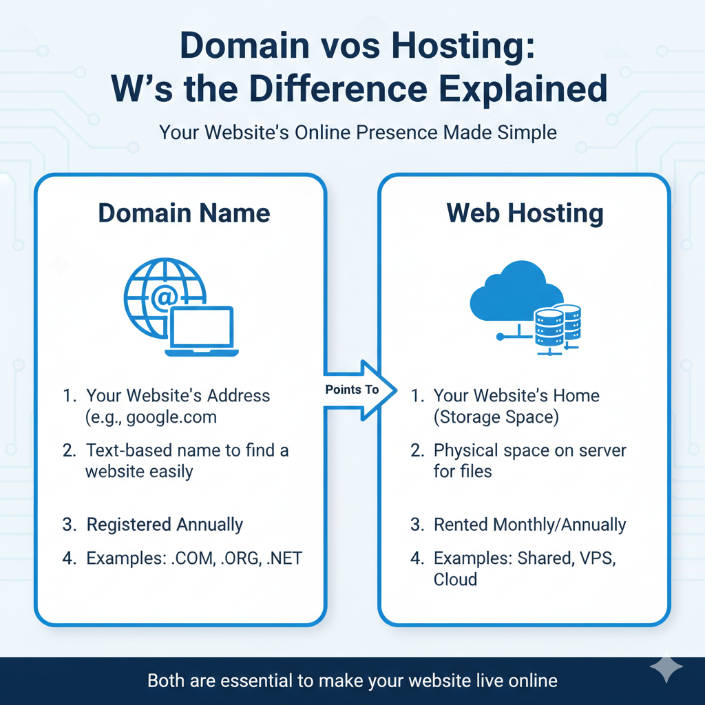 Domain vs Hosting: What’s the Difference Explained