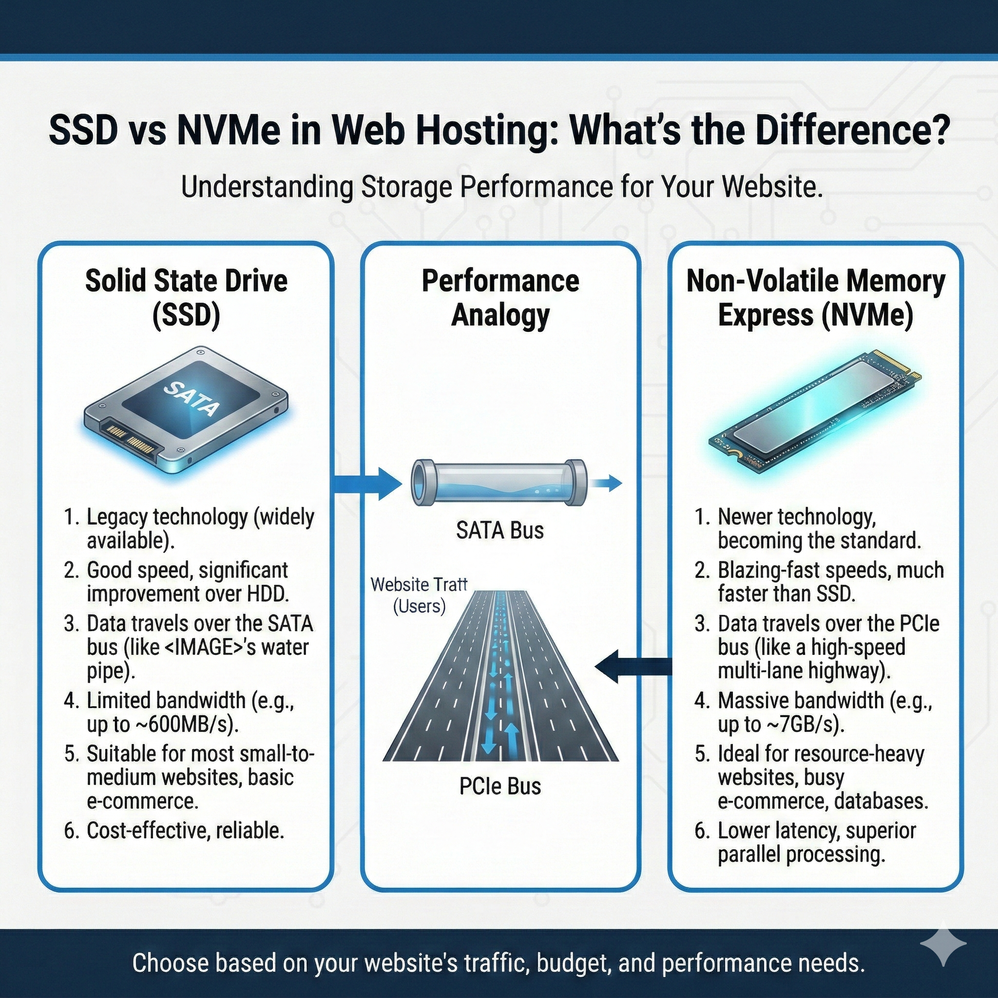 SSD vs NVMe in Web Hosting: What’s the Difference?